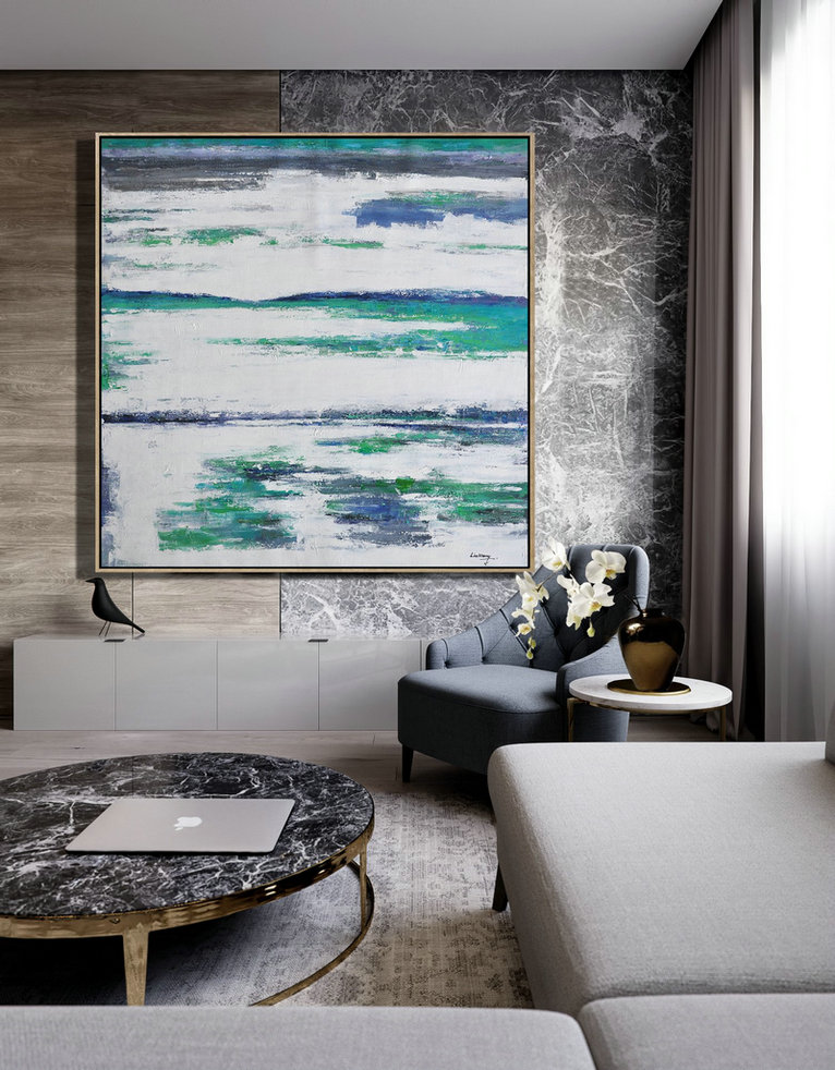 Original Artwork Extra Large Abstract Painting,Large Abstract Landscape Oil Painting On Canvas,Hand Painted Abstract Art,Green,White,Blue.etc
